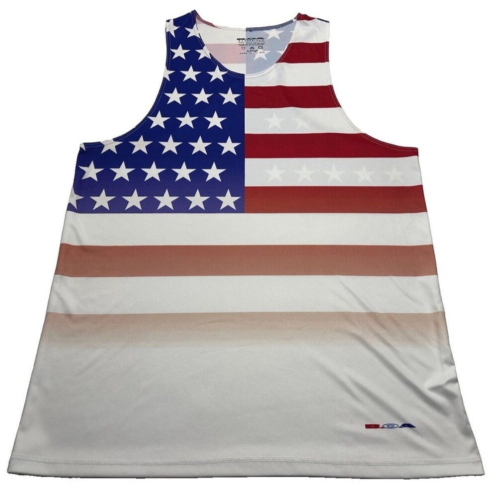 Men's B.O.A. Patriot Print Running Singlet Size XL American Flag Made in USA